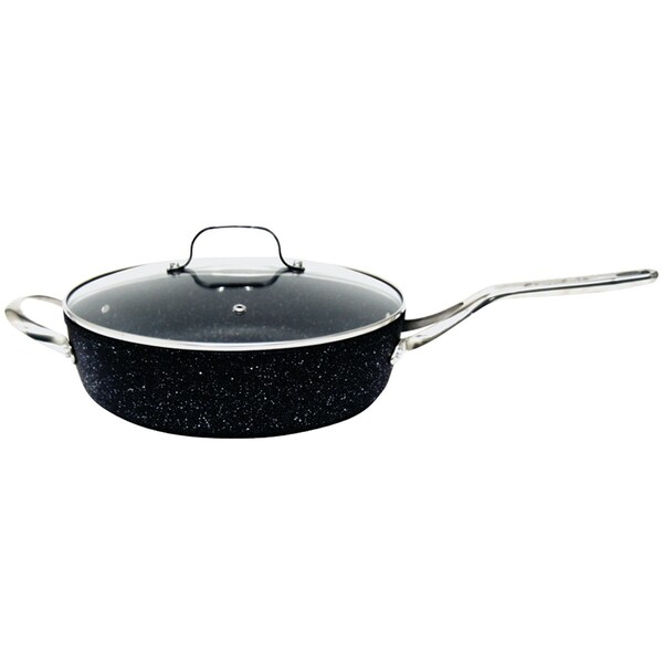 The Rock By Starfrit 11 in., 4.7-Quart Deep Saute Pan with Glass Lid & Stainless Steel Handles 060318-003-0000 - main